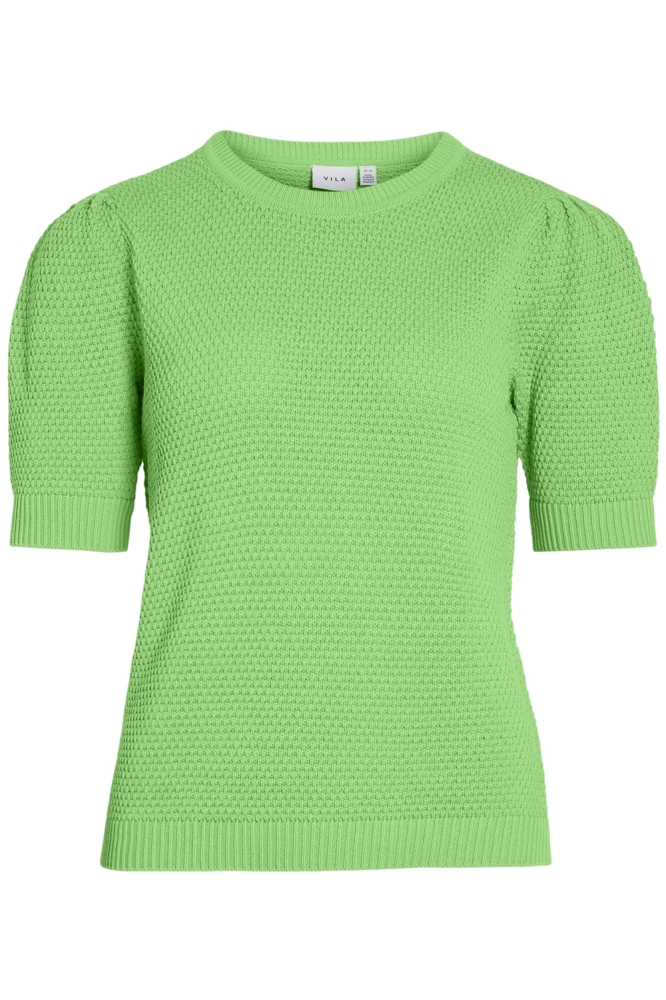 VIDALO O-NECK S/S KNIT TOP - NOOS 14084421 SUMMER GREEN
